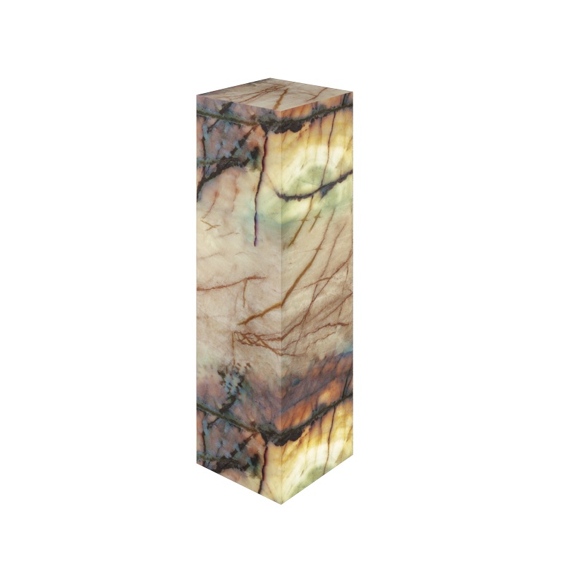 rectangular floor lamp with closed top made of onyx marble from azulita collection