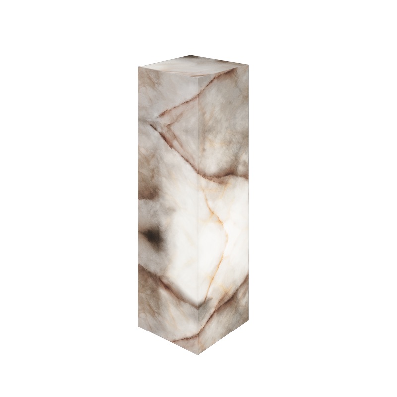rectangular onyx floor lamp from rosa cristal collection with white, pink, and red betas